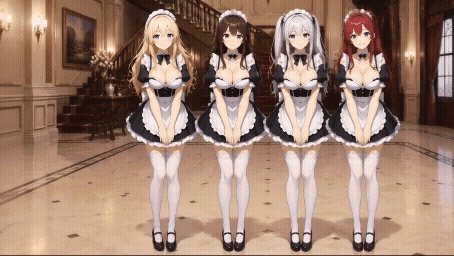 【動く配信背景】おっぱいが揺れる高級お屋敷のメイド / 豪華アニメーションループ動画素材【1920×1080 MP4】クラシック・VTuber対応