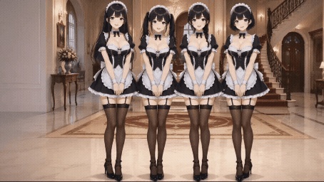 【動く配信背景】おっぱいが揺れる高級お屋敷のメイド / 豪華アニメーションループ動画素材【1920×1080 MP4】クラシック・VTuber対応