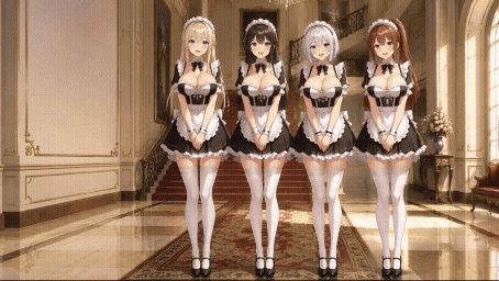 【動く配信背景】おっぱいが揺れる高級お屋敷のメイド / 豪華アニメーションループ動画素材【1920×1080 MP4】クラシック・VTuber対応