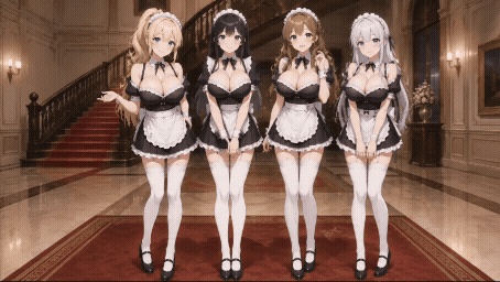 【動く配信背景】おっぱいが揺れる高級お屋敷のメイド / 豪華アニメーションループ動画素材【1920×1080 MP4】クラシック・VTuber対応