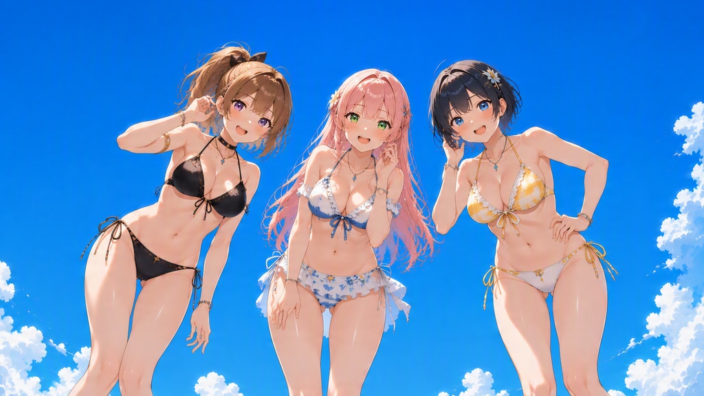 【4K・50枚】ビーチの水着美少女イラスト集 Vol.1(JPEG)