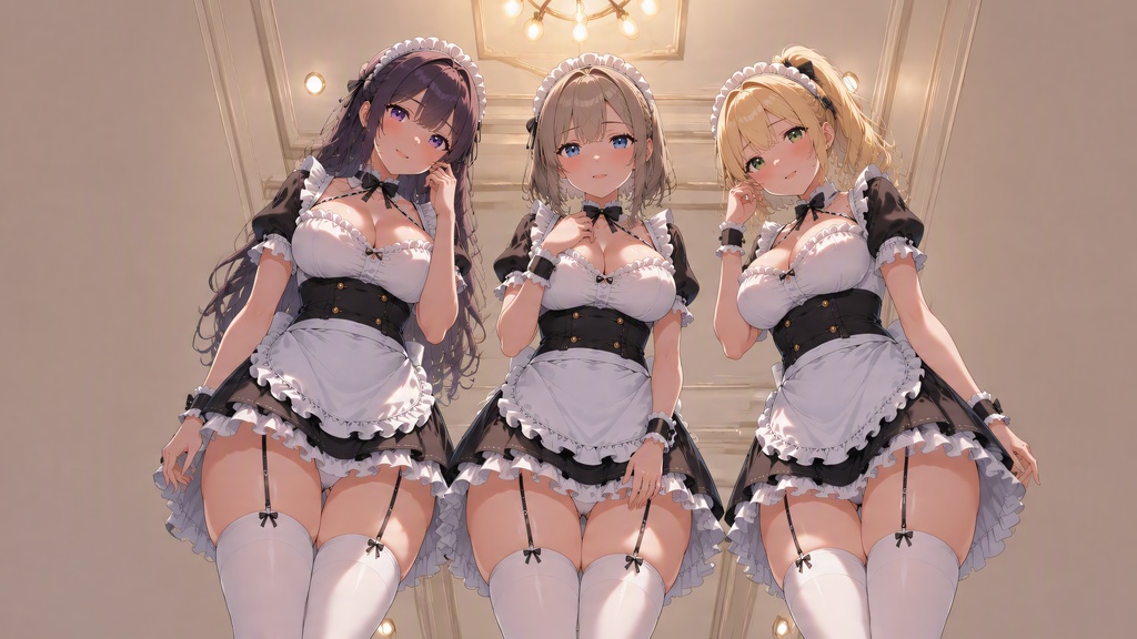 【4K・50枚】ローアングル 美少女メイドさん（パンチラ含む）イラスト集 Vol.1（JPEG）
