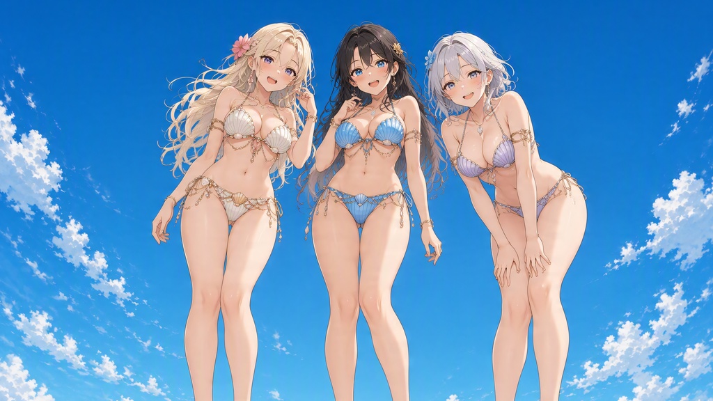 【4K・50枚】ローアングル ビーチの水着美少女イラスト集 Vol.2(JPEG)