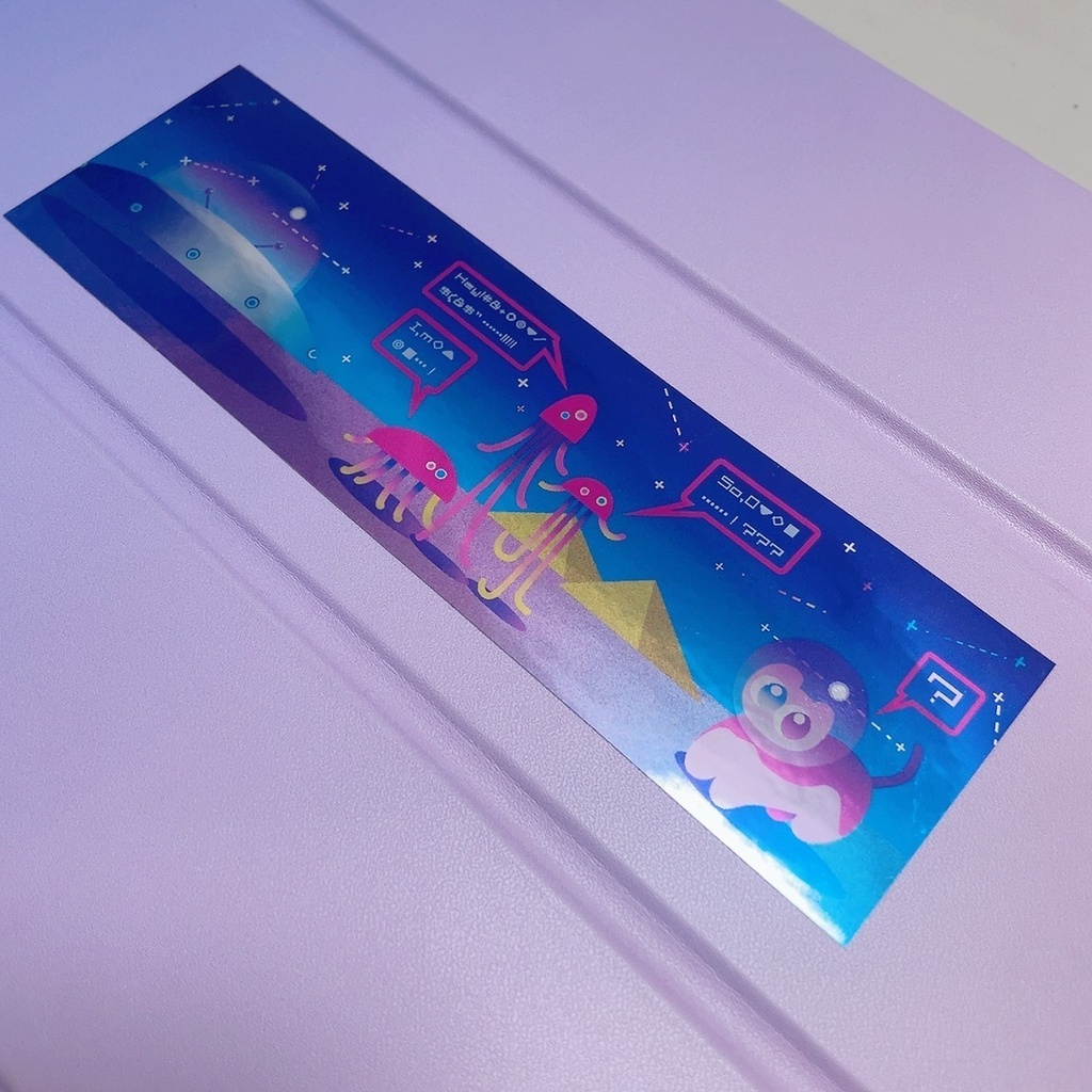 宇宙人と猫のホログラムステッカー