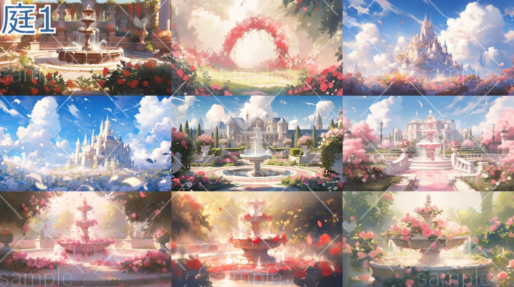 豪邸や庭の背景