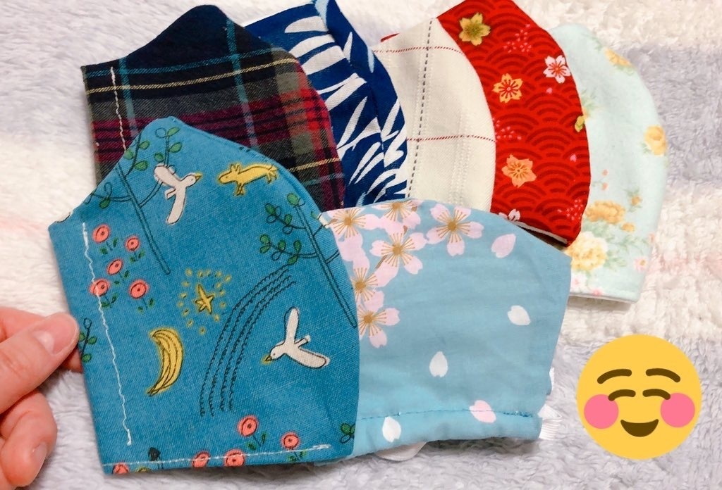 【オシャレで可愛い】手作り布マスク ハンドメイド【ゴム付き】