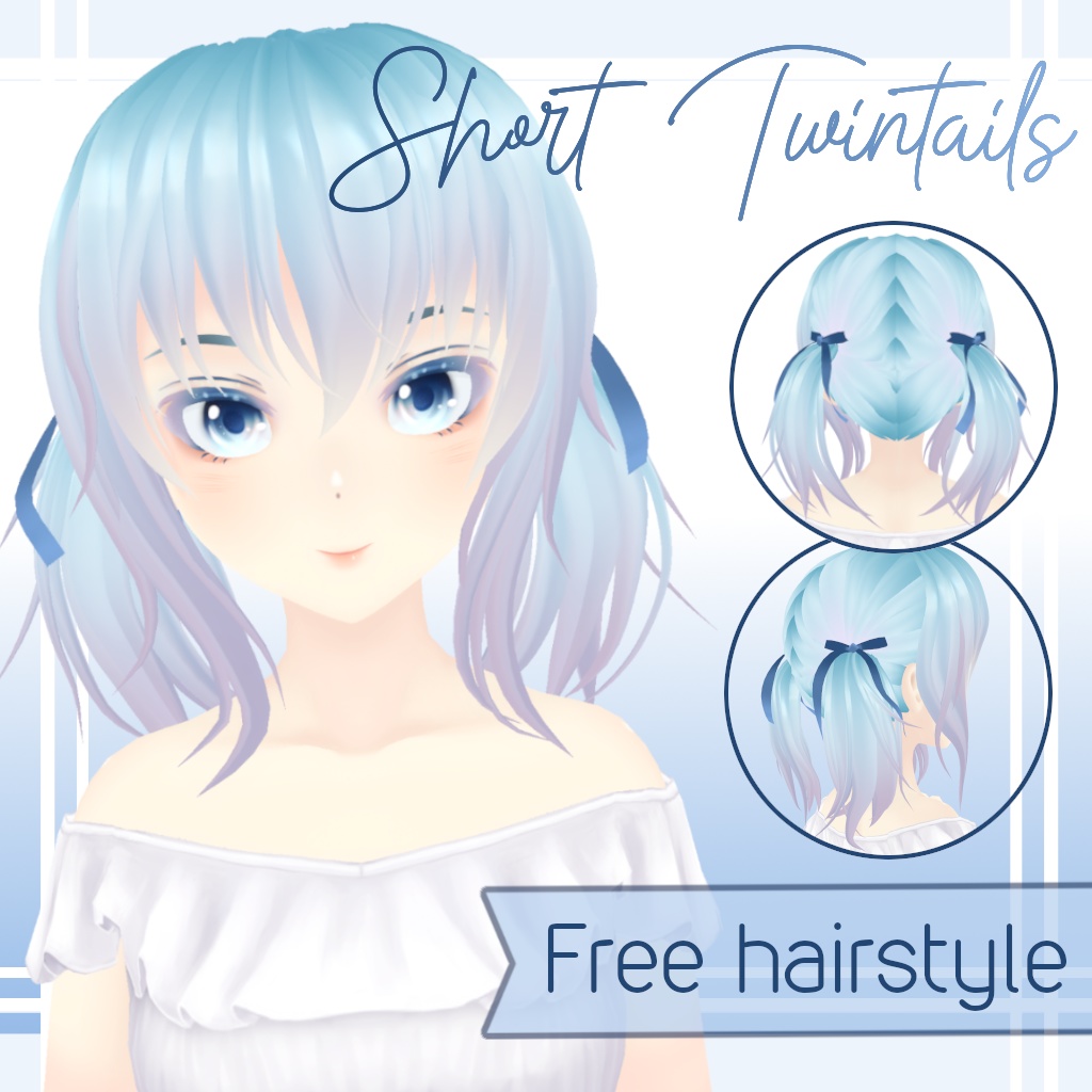 【FREE/無料】「Vroid Hair preset」Short twintails