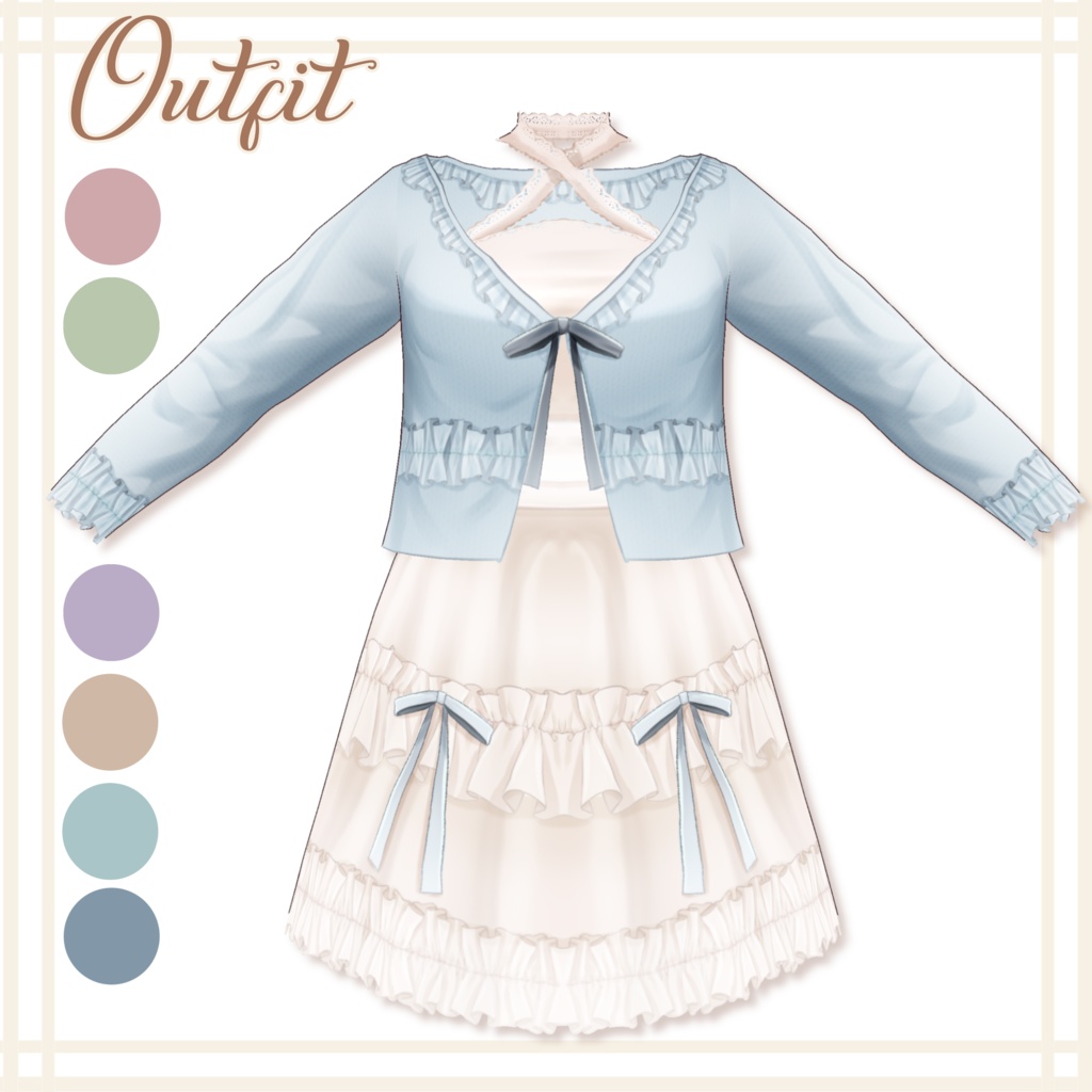 【Vroid outfit】Soft dress with a cardigan