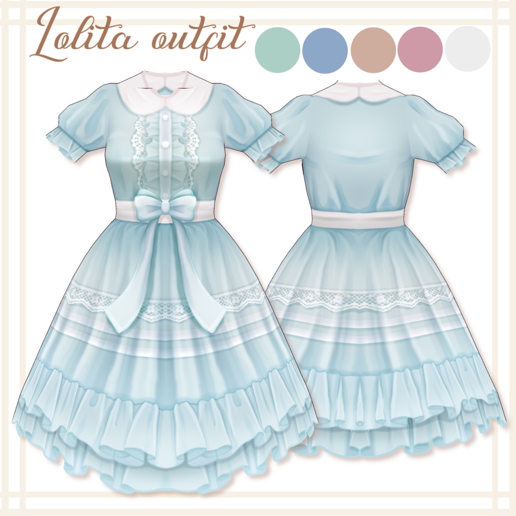 【Vroid outfit】Lolita dress / ロリータ服【6色】