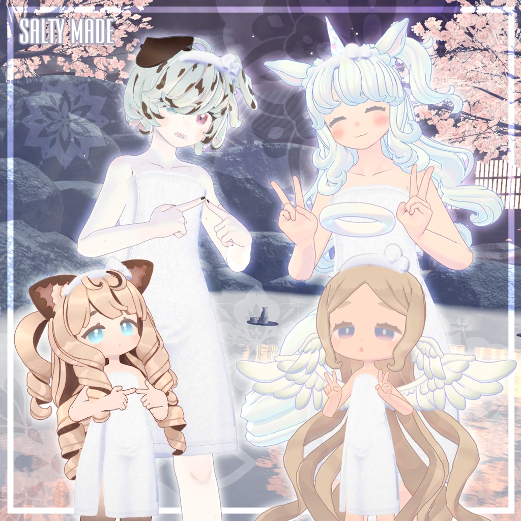 【複数アバター対応】湯の花バスタオル