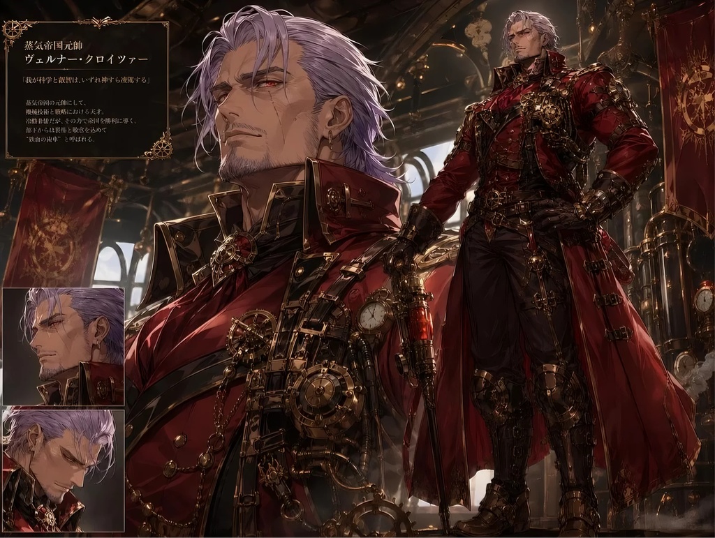スチームパンク・ファンタジー　【蒸気帝国元帥　生成AIイラスト】
