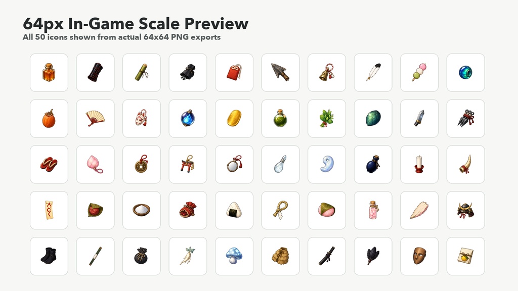 和風ファンタジーRPG アイテムアイコン素材集 50