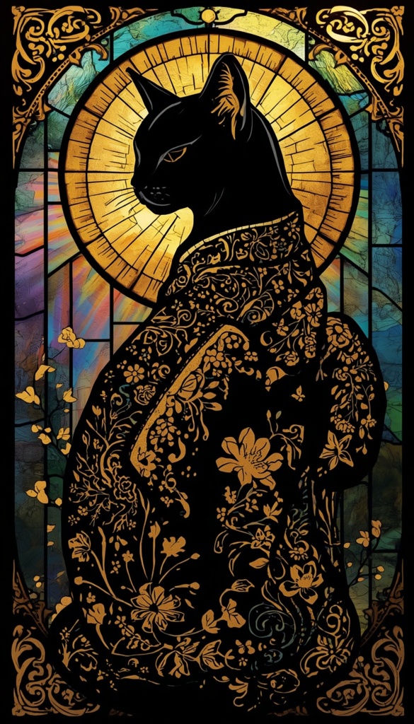 Stained Glass Cat Series – vol.1 Phone Wallpaper Pack (3 Sizes)