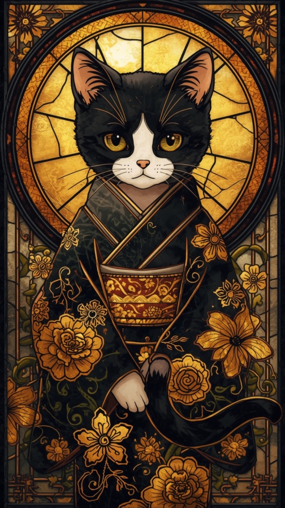 Stained Glass Cat Series – vol.3 Phone Wallpaper Pack (3 Sizes)