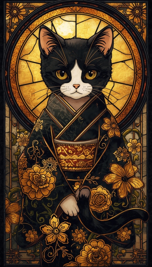 Stained Glass Cat Series – vol.3 Phone Wallpaper Pack (3 Sizes)