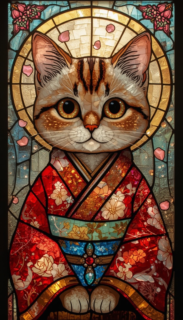 Stained Glass Cat Series – vol.4 Phone Wallpaper Pack (3 Sizes)