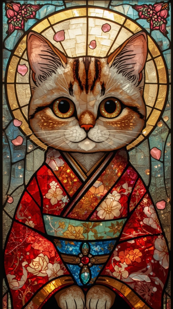 Stained Glass Cat Series – vol.4 Phone Wallpaper Pack (3 Sizes)