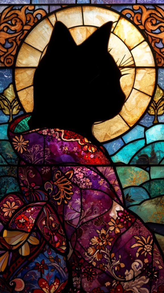 Stained Glass Cat Series – vol.6 Phone Wallpaper Pack (3 Sizes)