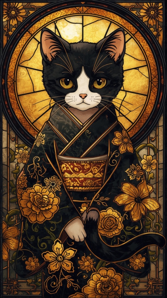 Stained Glass Cat vol.1~vol.6 Phone Wallpaper Pack (Sizes 1080×1920)