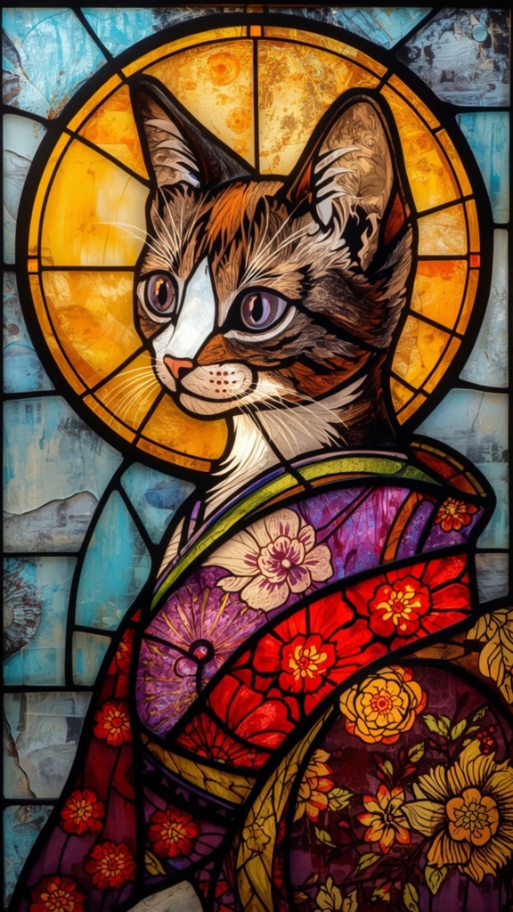 Stained Glass Cat vol.1~vol.6 Phone Wallpaper Pack (Sizes 1080×1920)