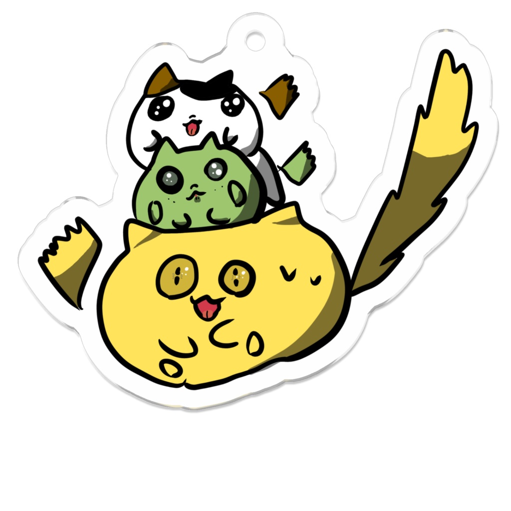 3段ねこ(びっくり)アクリルキーホルダー