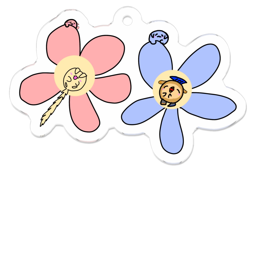 花の上のねこアクリルキーホルダー