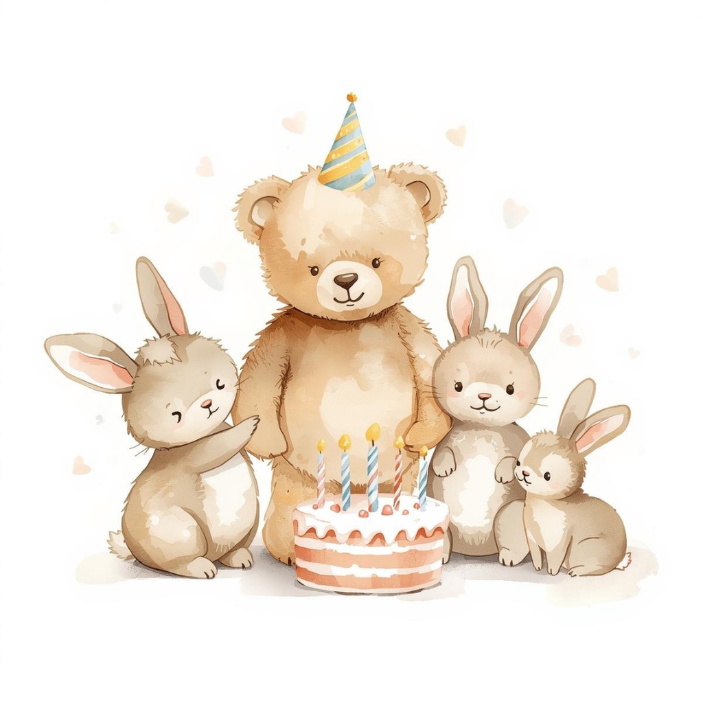 [テディベアシリーズ】水彩画テディベアのバースデー・コレクション(全10種)