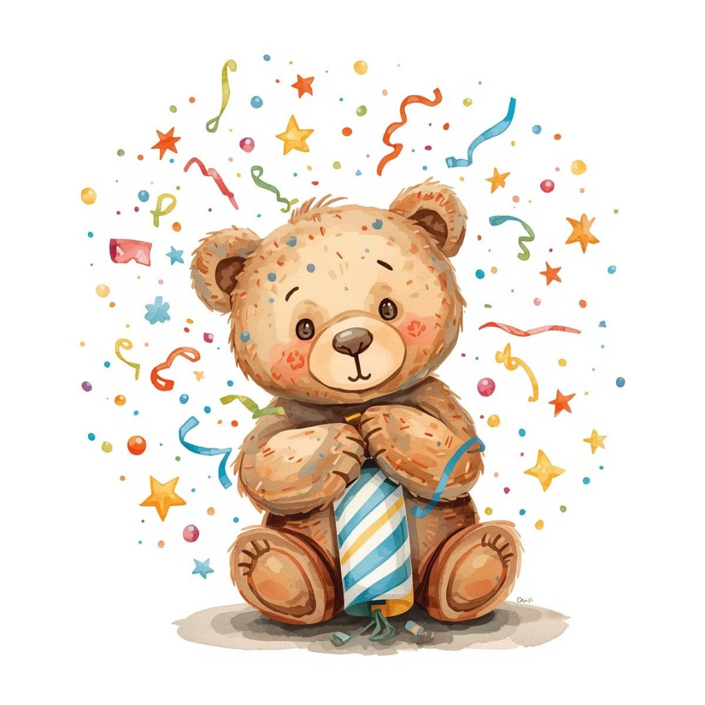 [テディベアシリーズ】水彩画テディベアのバースデー・コレクション(全10種)