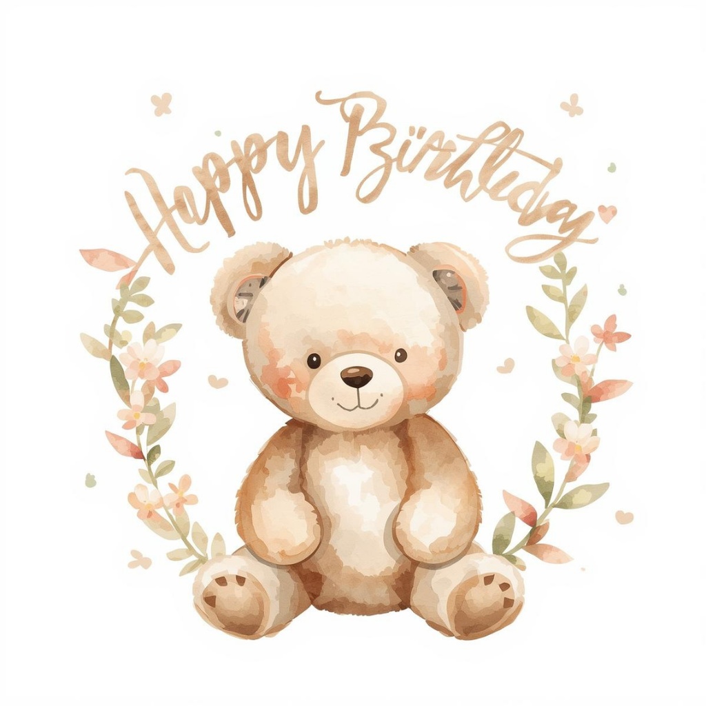 [テディベアシリーズ】水彩画テディベアのバースデー・コレクション(全10種)