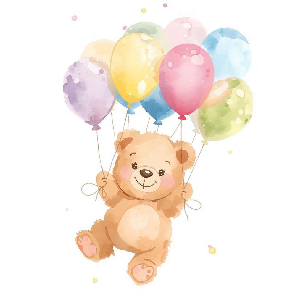[テディベアシリーズ】水彩画テディベアのバースデー・コレクション(全10種)