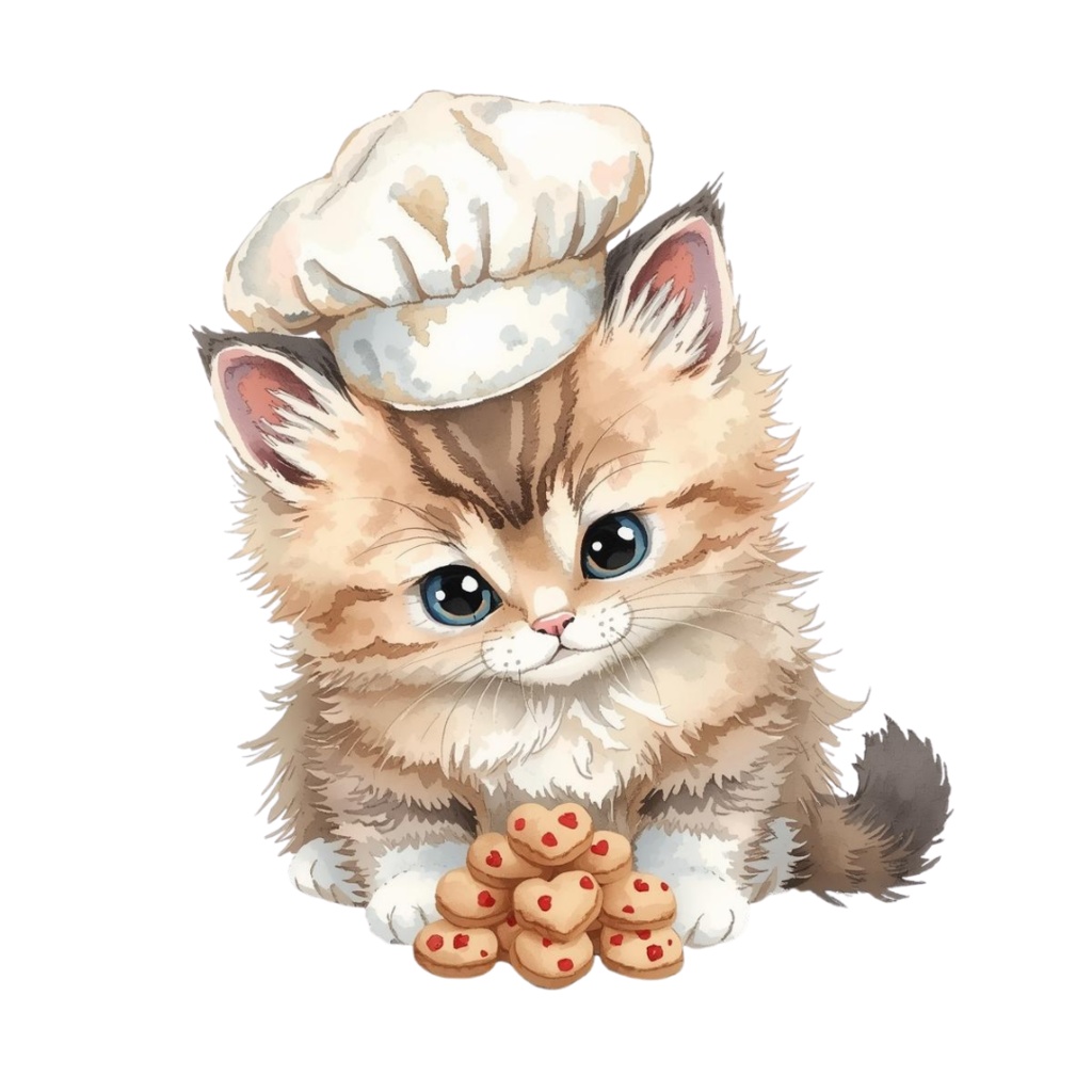 【ふわふわ猫のバレンタイン】水彩画風クリップアート 10点素材集