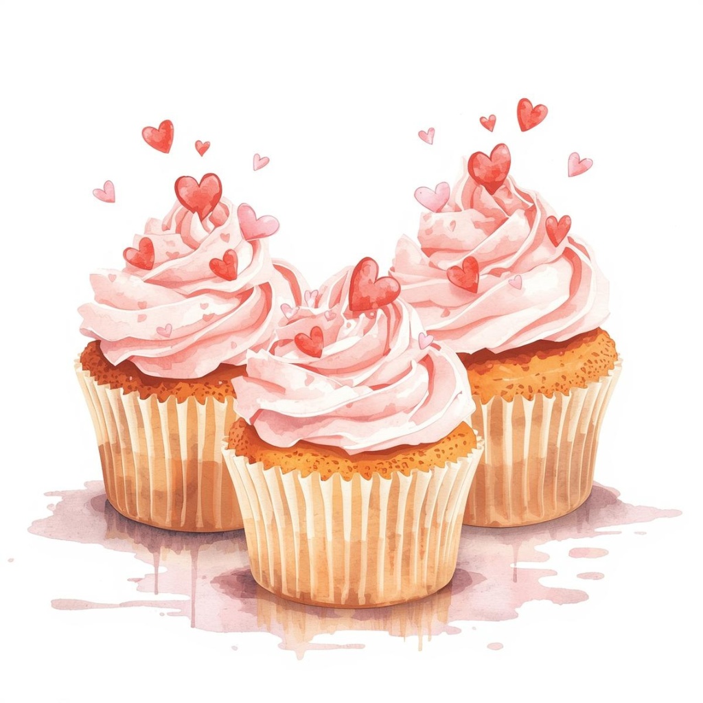 【バレンタインスィーツ】水彩アンティーク風クリップアート10点セット