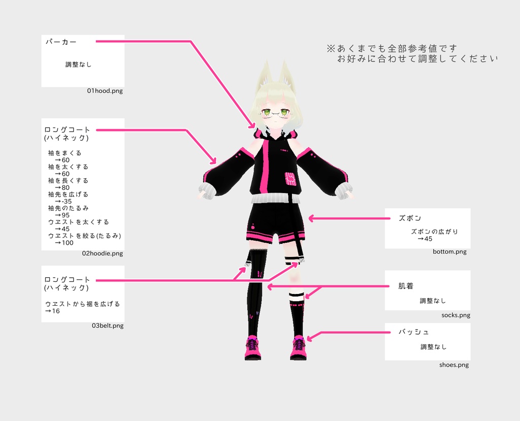 【VRoid用】ネオンパーカー【テクスチャ】