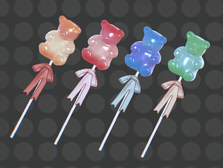 【VRC想定】くまグミの棒付きキャンディー