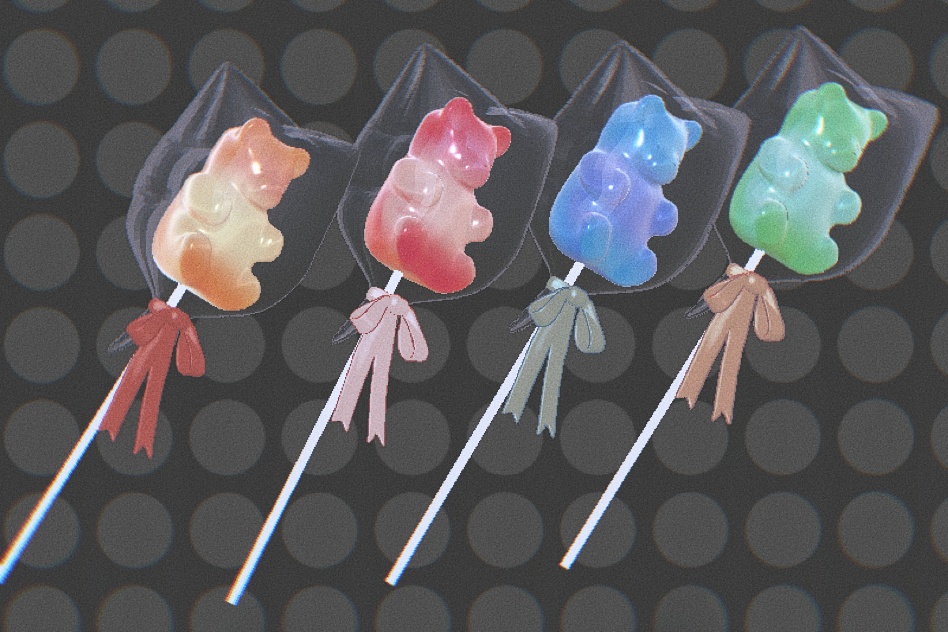 【VRC想定】くまグミの棒付きキャンディー