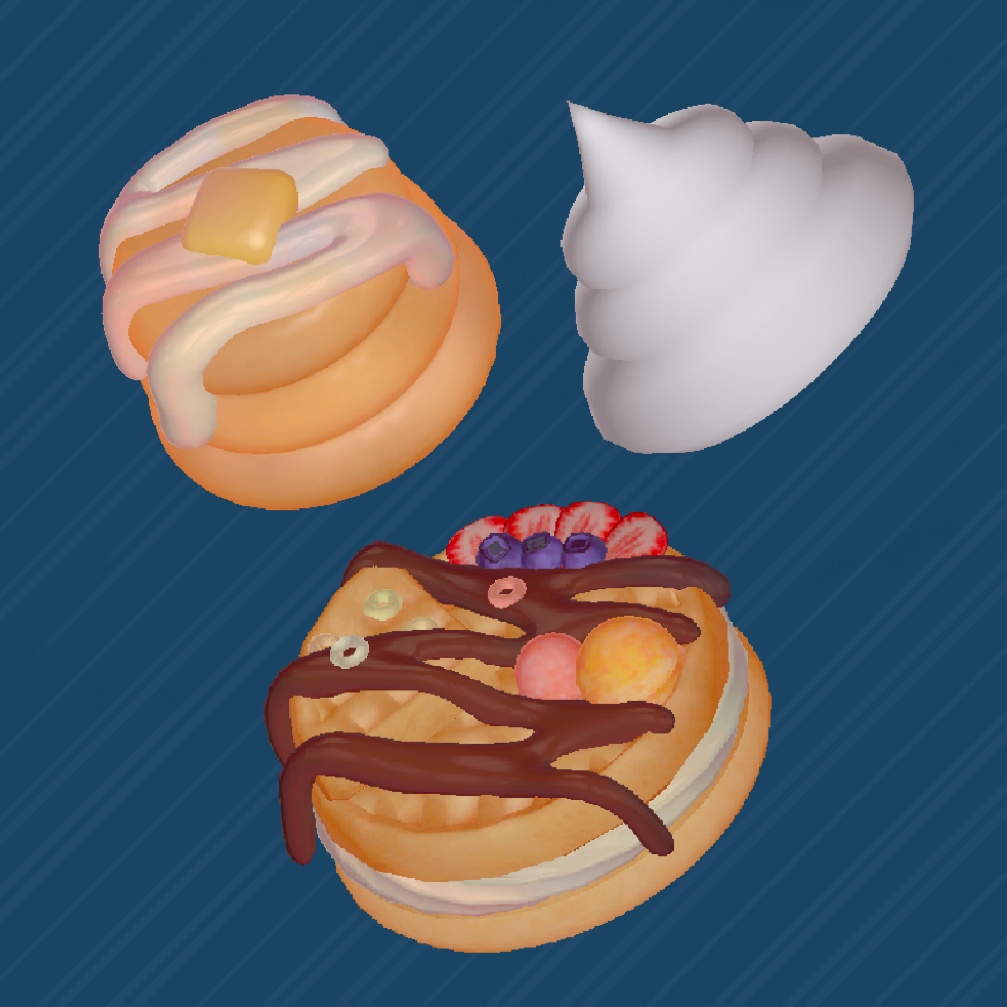 【VRC想定】うんちのみみ、パンケーキ、ワッフルのセット【全アバター対応】