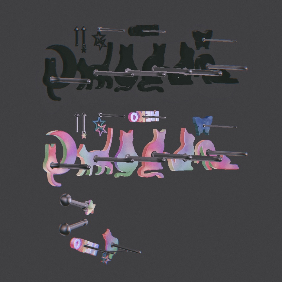 【VRC想定】ねこのピアスセット【全アバター対応】