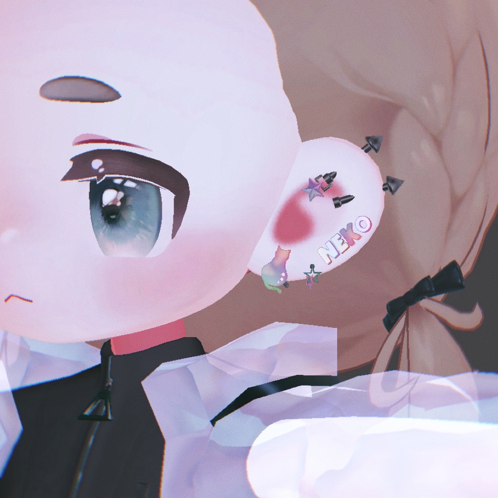 【VRC想定】ねこのピアスセット【全アバター対応】