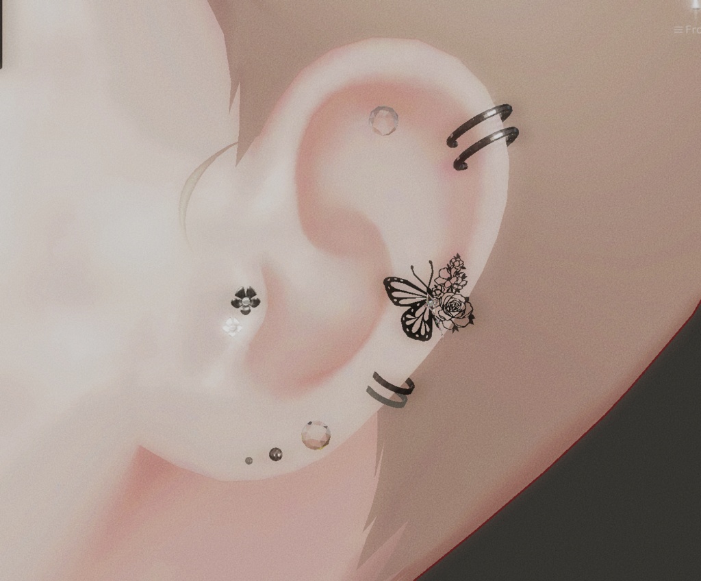 【無料】蝶のピアスセット【VRC向け/全アバター対応】