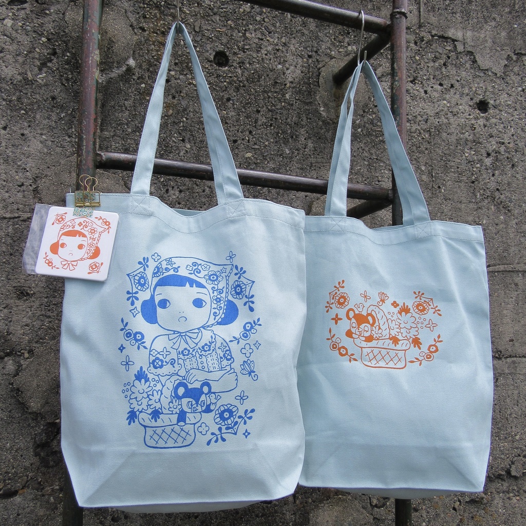 表・裏に絵柄あり!トートバッグ「花ずきん」コースター付き