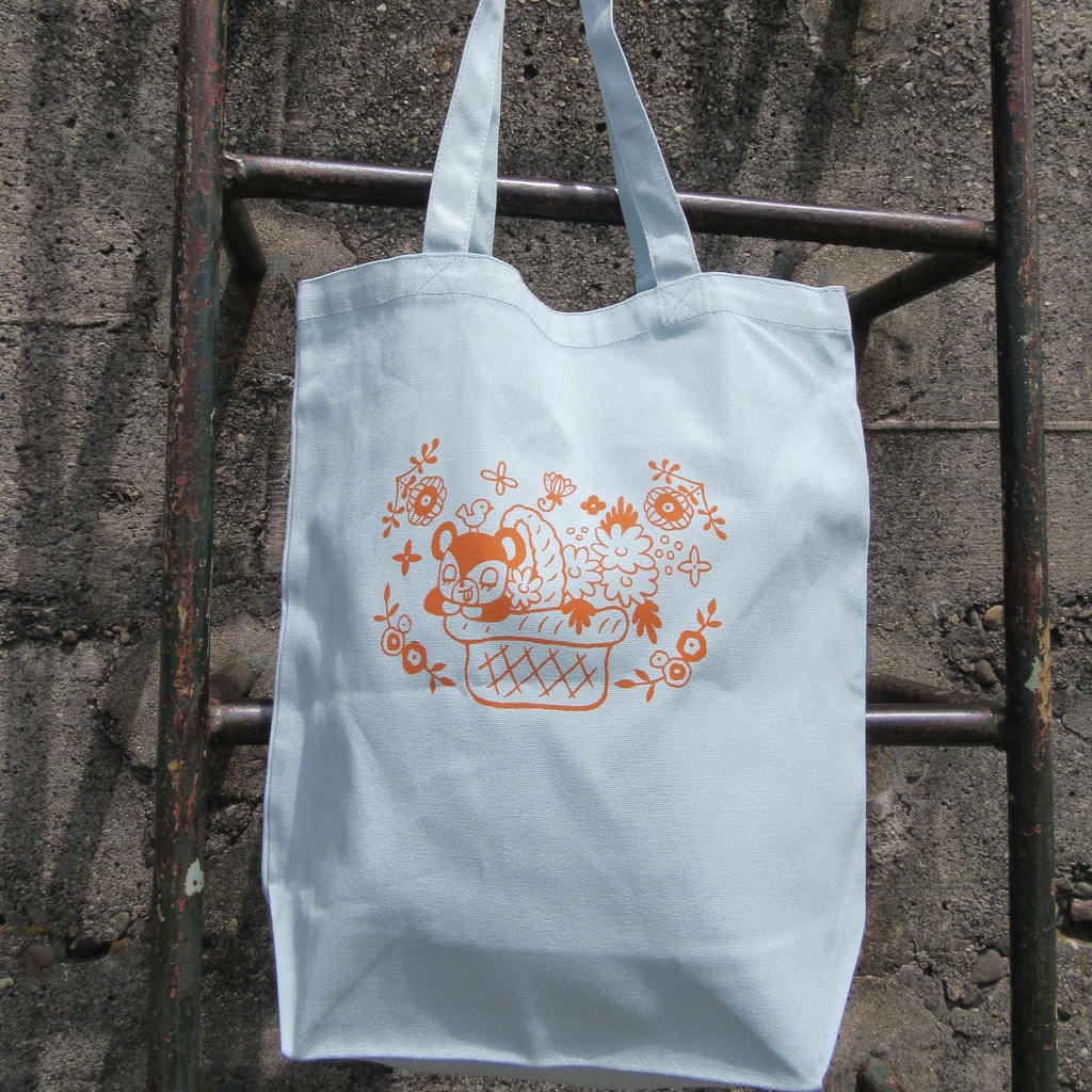 表・裏に絵柄あり!トートバッグ「花ずきん」コースター付き