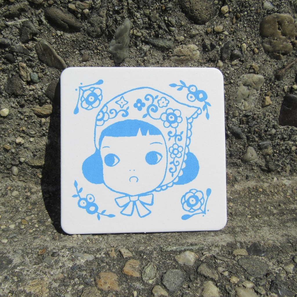 表・裏に絵柄あり!ミニトートバッグ「花かごとくまちゃん」コースター付き