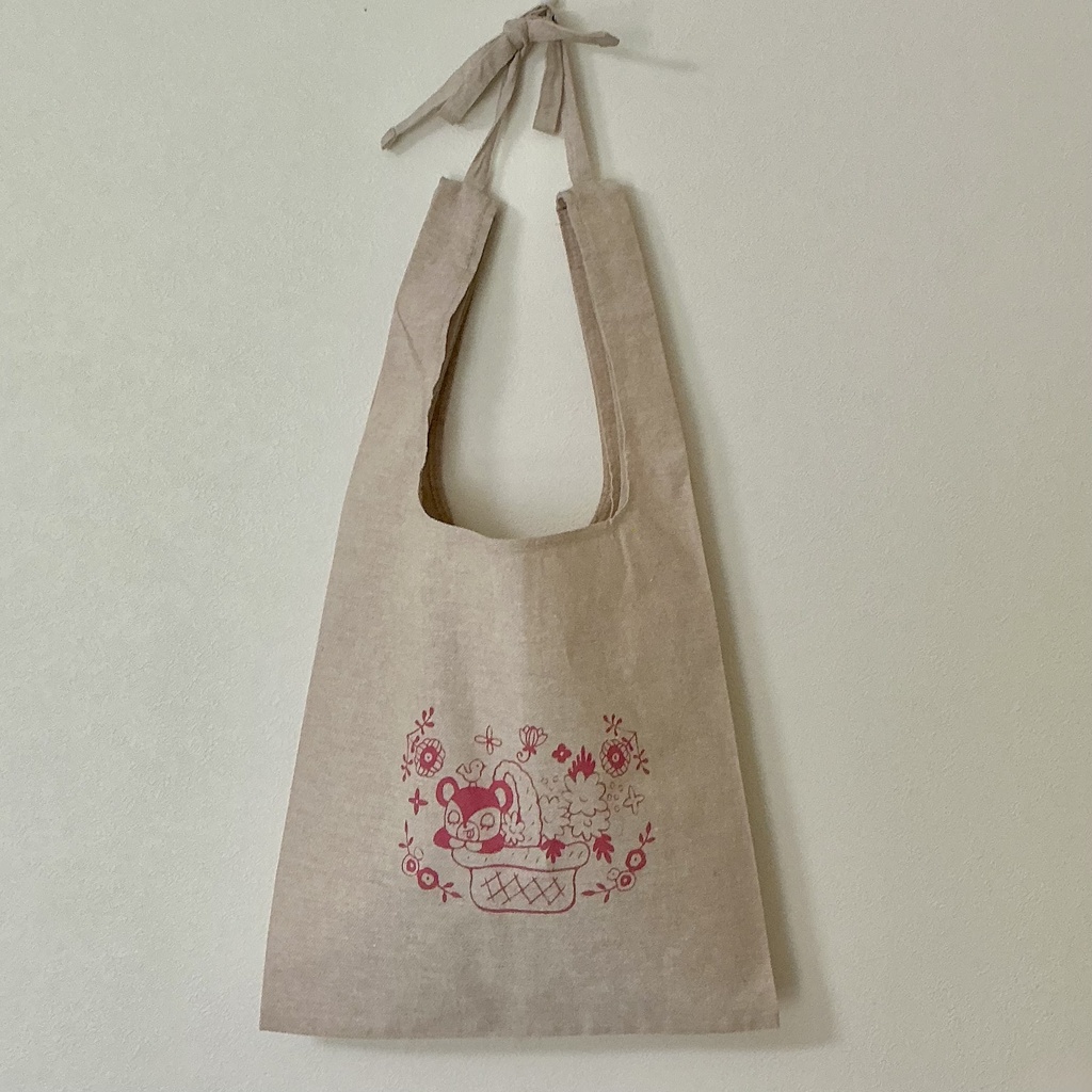 紐付きマルシェバッグ「花ずきん」コースター付き!