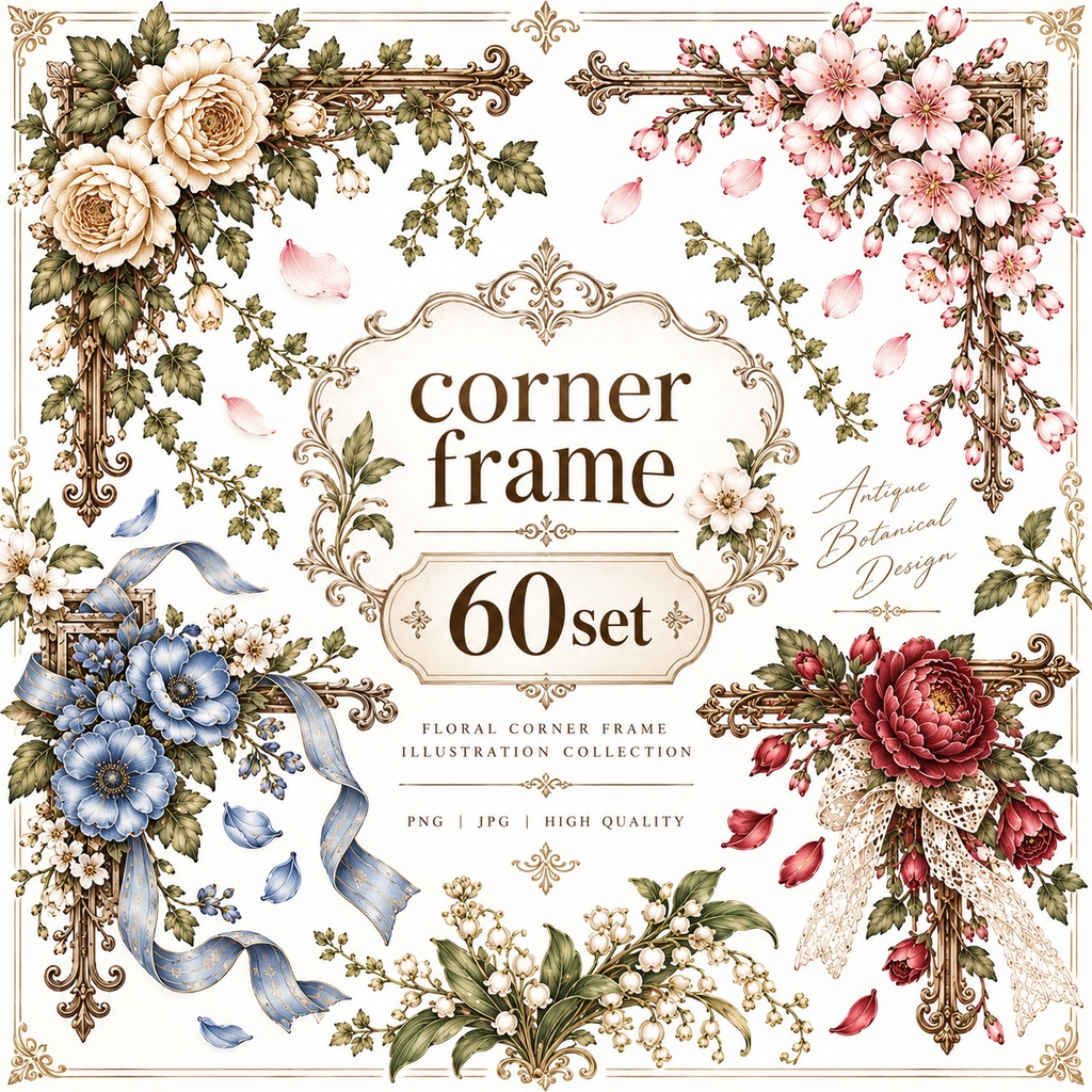  free corner frame　60set[無料コーナーフレーム素材60点]