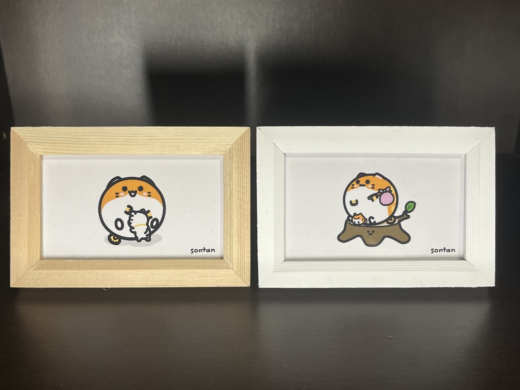 ニャンプク　ミニイラスト2枚組「戯れ」と「旅路」