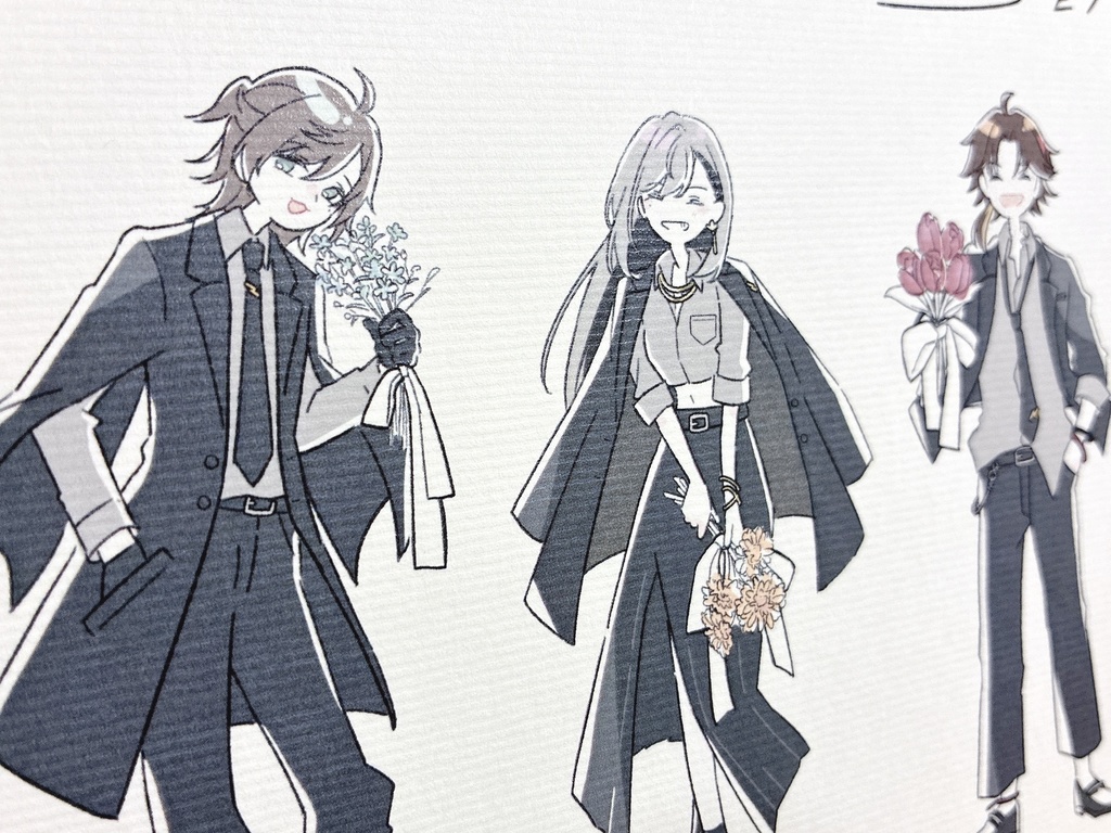 お花と生徒会さん 横長ポストカード