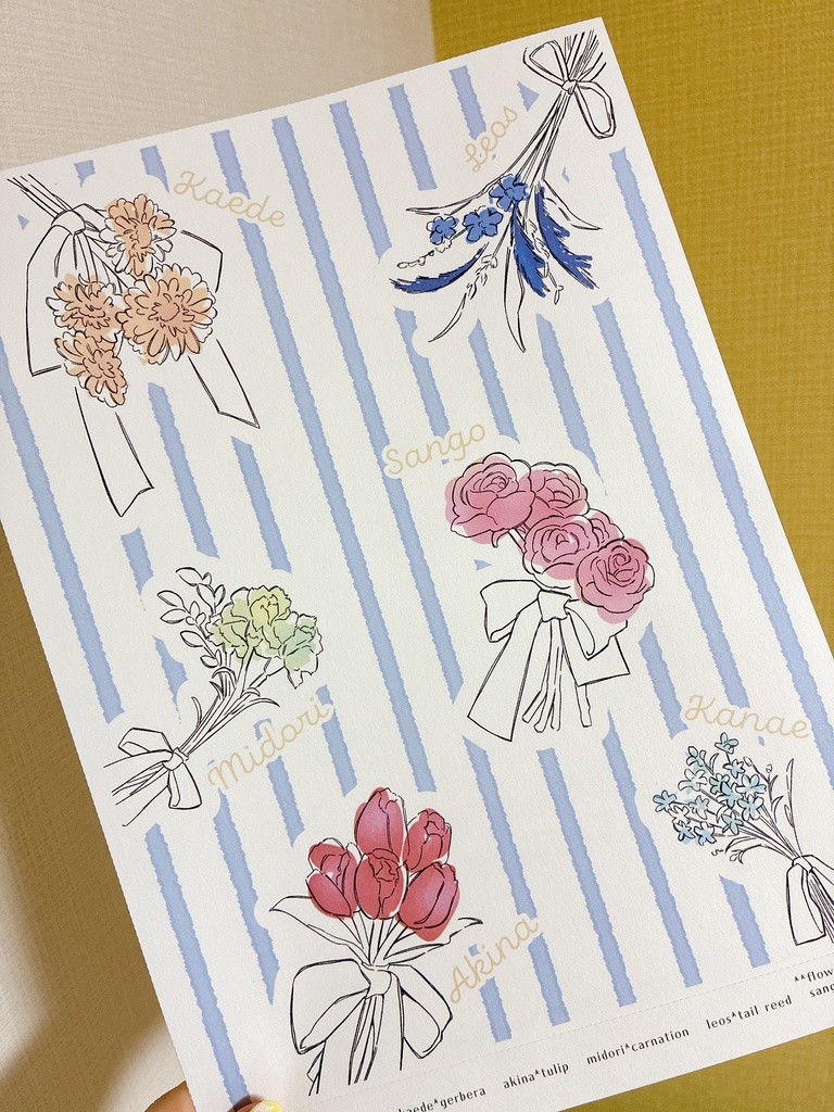 お花と生徒会さん 横長ポストカード