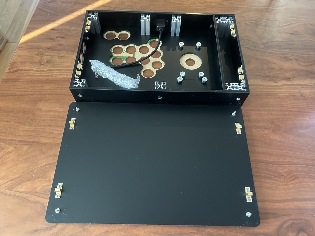 (オーダー品)KD-LWカスタムアケコンケース クリア天板 マットブラック本体