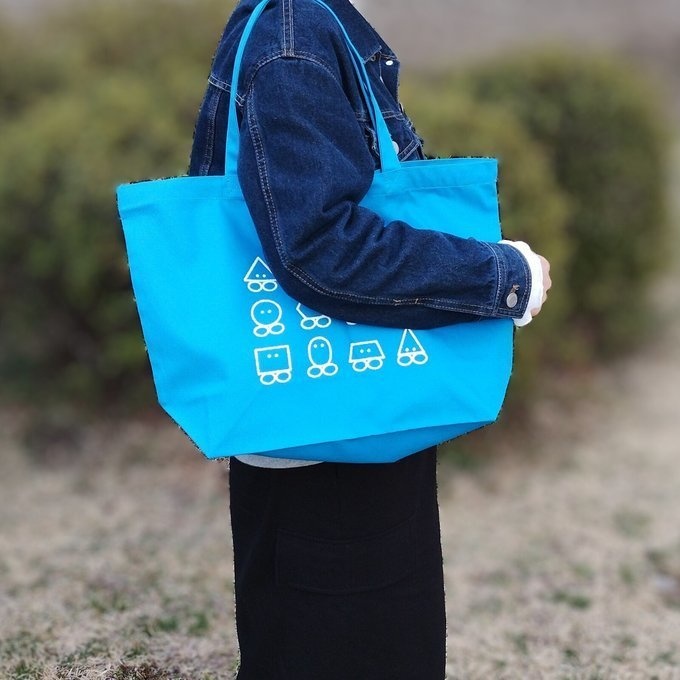 図形トートバッグ(ターコイズ)