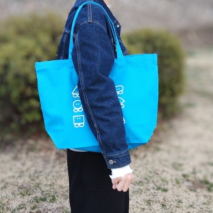 図形トートバッグ(ターコイズ)